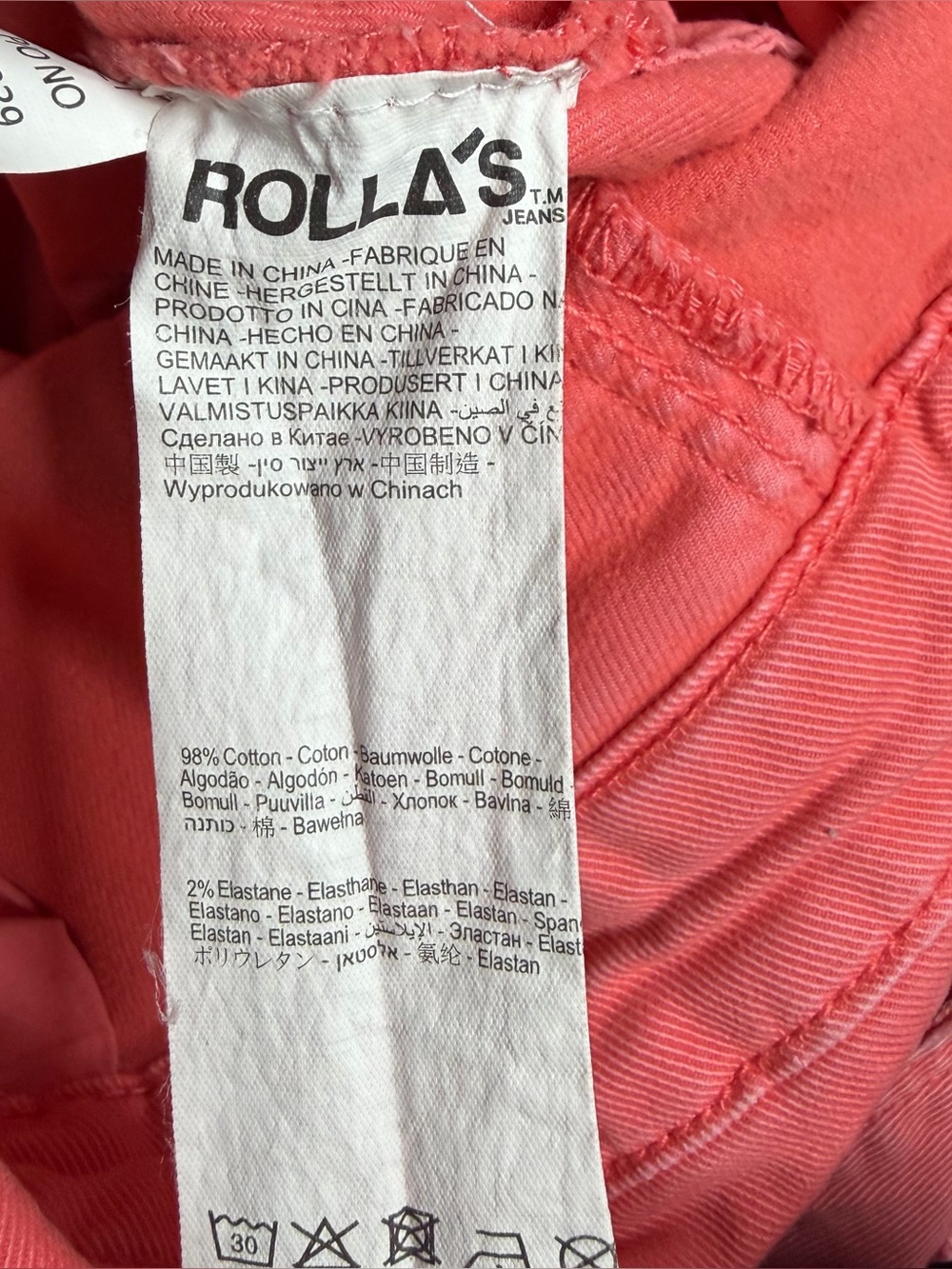 Rollas Original High Rise Straight leg Denim Overalls 29 8 coral pink utility - Picture 8 of 13